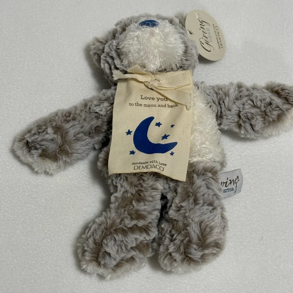 Demdaco Giving Collection Gray and Cream Plush Bear - NWT